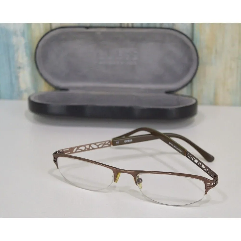 Guess Women's Glasses 1504 Cat Eye 37 Frame Grooved Metal 50 18-135 Eyeglasses